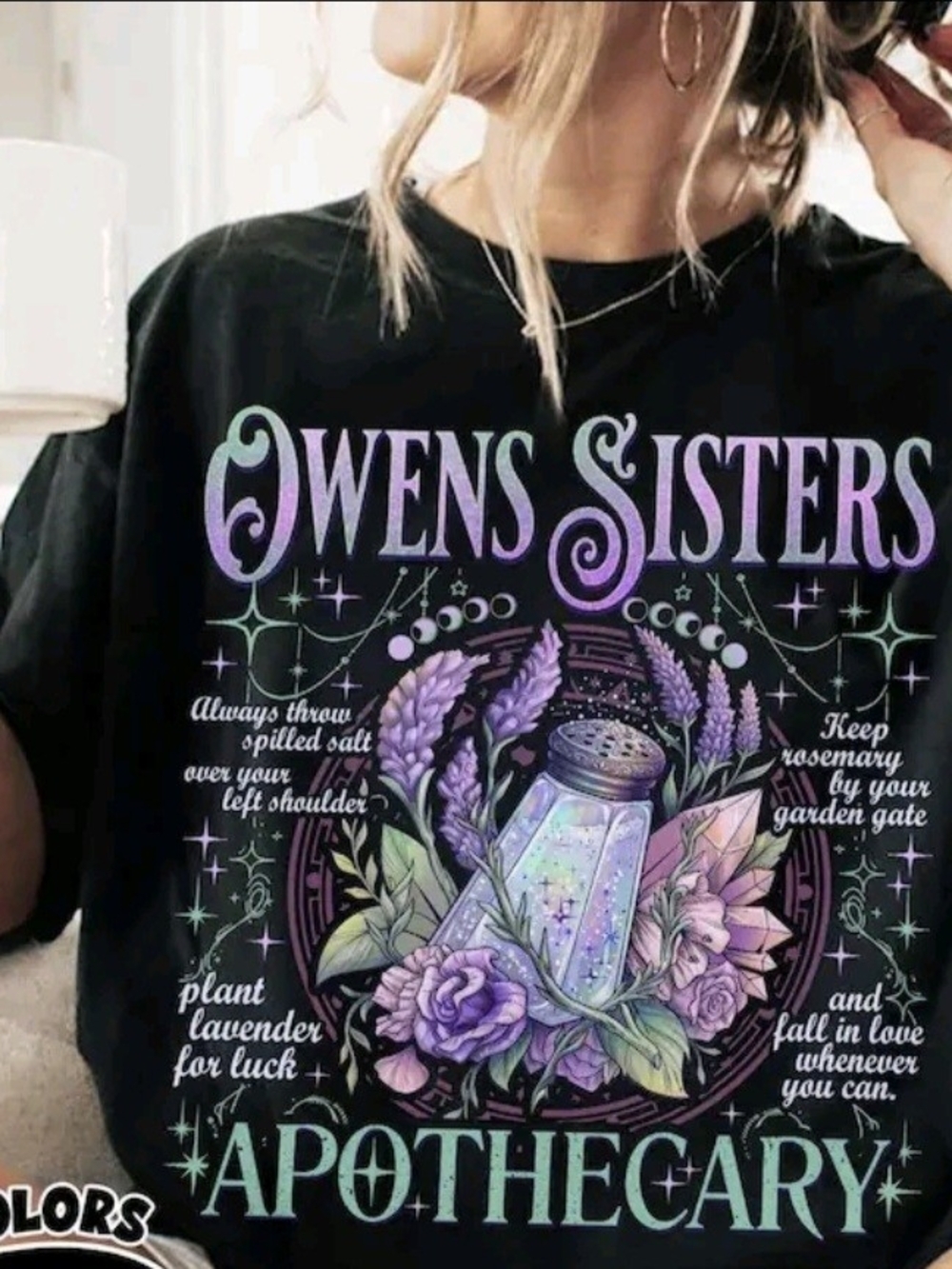 PRACTICAL MAGIC MOVIE TEE Apothecary Lavender Graphic Tee - Black XL